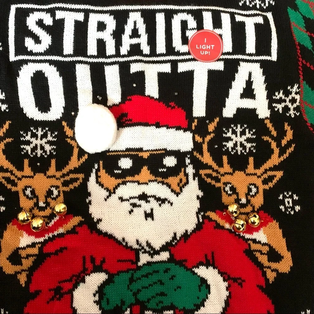 Straight Outta Light-up Ugly Christmas Sweater NWT - Picture 4 of 10